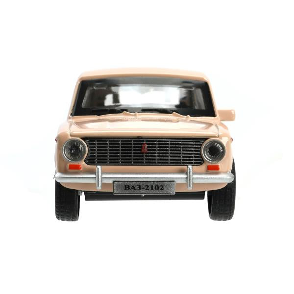 Машина металл ваз-2102 12 см, двери, багажник, инер,бежевый, кор. Технопарк в кор.2*36шт