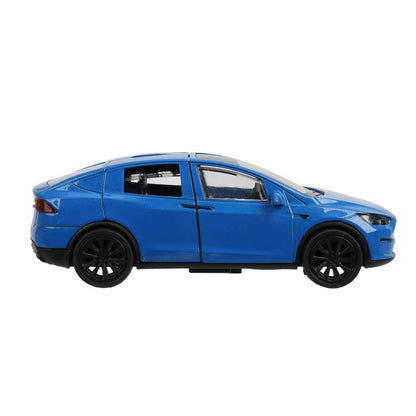 Машина металл tesla model x plaid 12 см, двери, синий, кор. Технопарк в кор.2*36шт