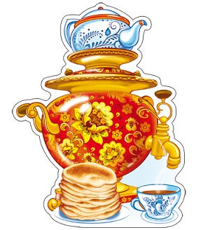 ФМ-11173 Plaque pour votre maison A4. Самовар с блинами (с блестками в лаке) - группа Посуда