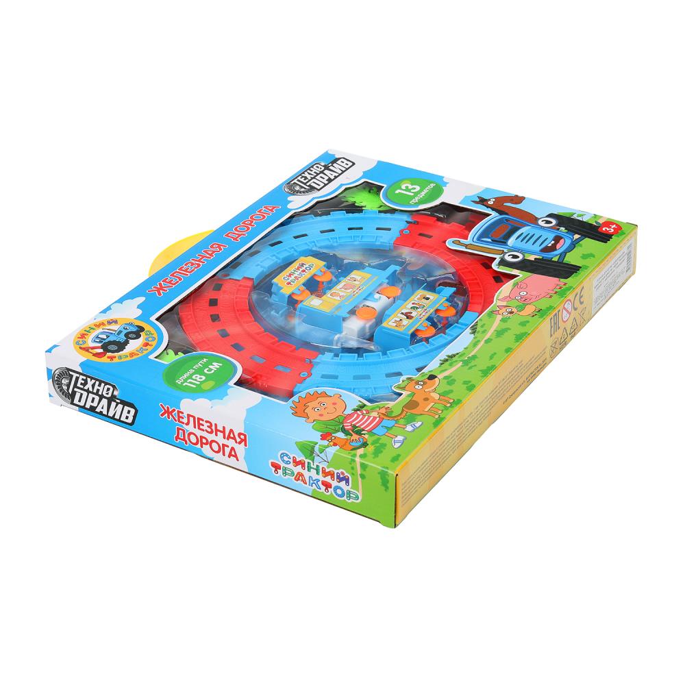 Железная дорога мультяшная СИНИЙ ТРАКТОР длина пути 118, кор.35*27*4см ТЕХНОДРАЙВ в кор.2*30шт