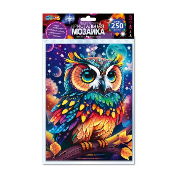 Хрустальная мозаика в упаковке 17*23 см сова МУЛЬТИ АРТ в кор.100шт