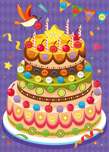 Аппликация из пуговиц "Праздничный торт" 180х250 (европодвес)