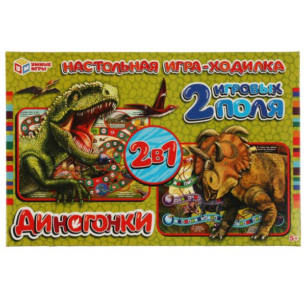 Les dinosaures. Настольная игра-ходилка 2 en 1. 330х216х27 мм. Умные игры. dans le cor.20шт