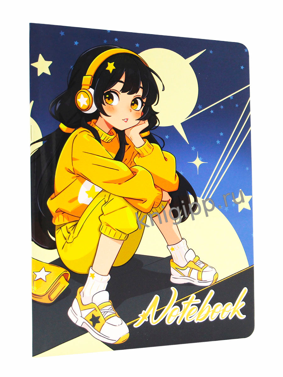 MyArt. БЛОКНОТ в клетку My big notebook. Девочка в наушниках