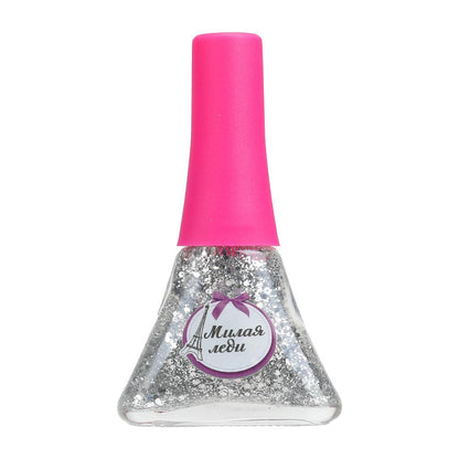 Косметика ДЛЯ ДЕВОЧЕК lak для ногтей с блестками серебристый МИЛАЯ ЛЕДИ в кор.4*30шт