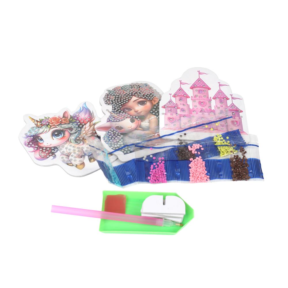 Алмазная мозаика фигурная на подставке 10*15 см принцесса и единорог МУЛЬТИ АРТ в кор.100шт