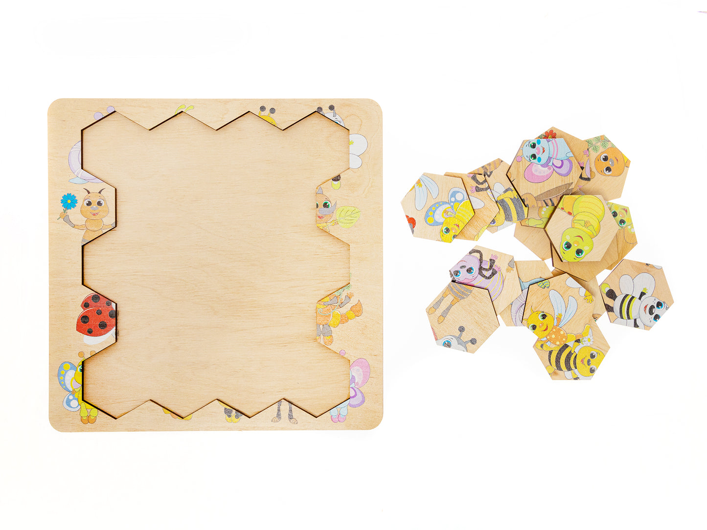 00784 Пазл деревянный. Занимательные соты. Букашки