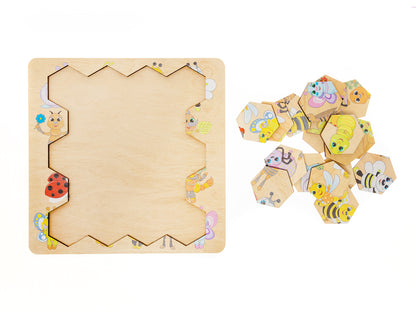 00784 Пазл деревянный. Занимательные соты. Букашки