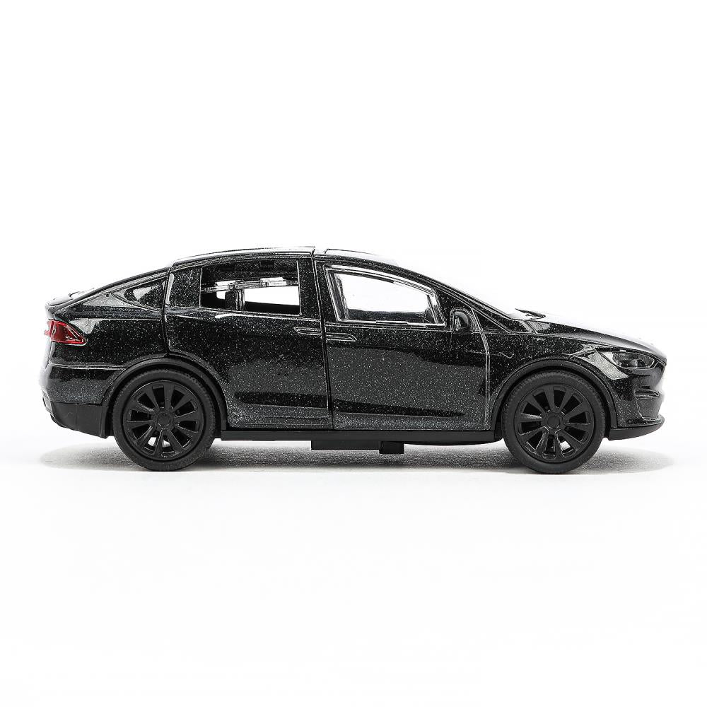 MODELX-12-BK Машина металл tesla model x plaid 12 см, двери, черн, кор. Технопарк в кор.2*36шт