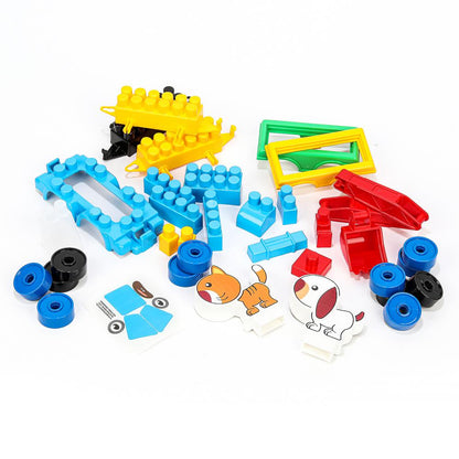 10046-BA Конструктор синий трактор+тележки с животными, 35 дет. Город мастеров в кор.8шт