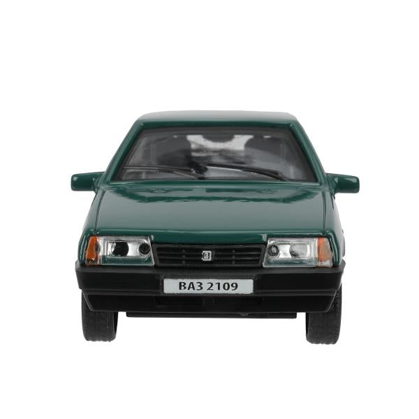 Машина металл ваз-2109 "СПУТНИК" 12 см, двери, багаж, инер,зеленый, кор. Технопарк в кор.2*36шт