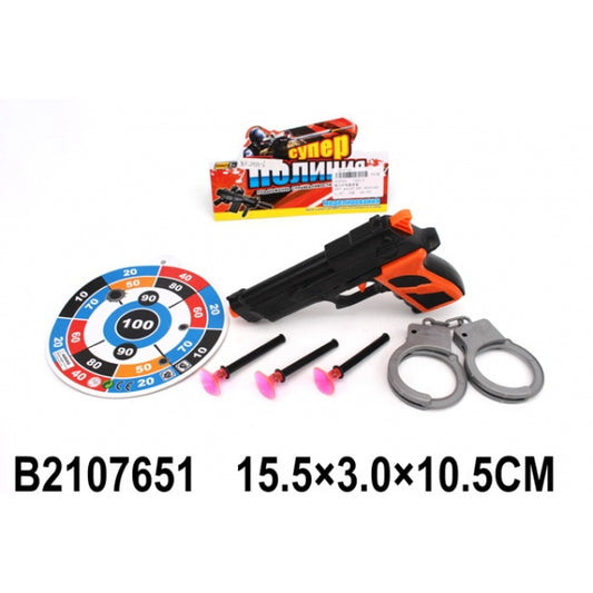 Набор ПОЛИЦИЯ (pistolet, присоски, наручники) в пак. dans le cor.4*120шт