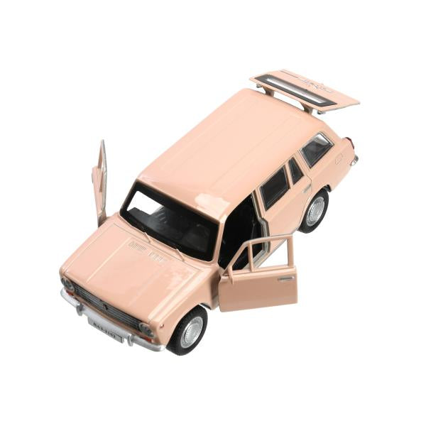 Машина металл ваз-2102 12 см, двери, багажник, инер,бежевый, кор. Технопарк в кор.2*36шт