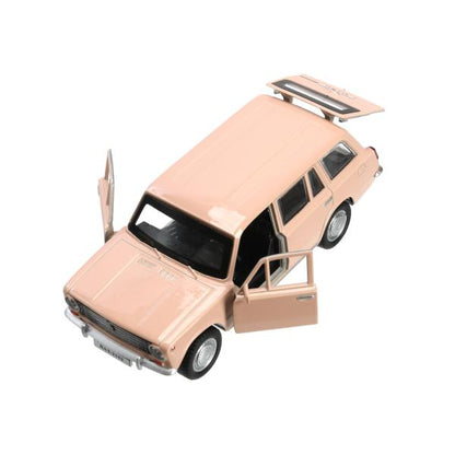Машина металл ваз-2102 12 см, двери, багажник, инер,бежевый, кор. Технопарк в кор.2*36шт