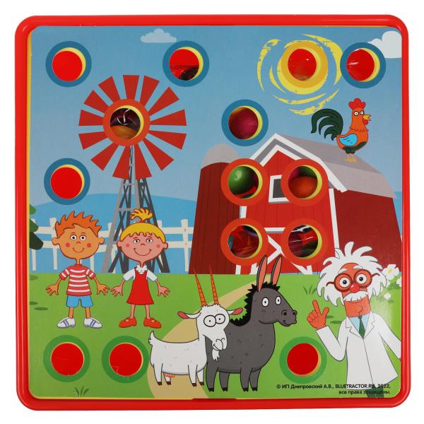 Большая пластиковая мозаика для малышей СИНИЙ ТРАКТОР 10 карт., 46 фишек ИГРАЕМ ВМЕСТЕ в кор.2*18шт