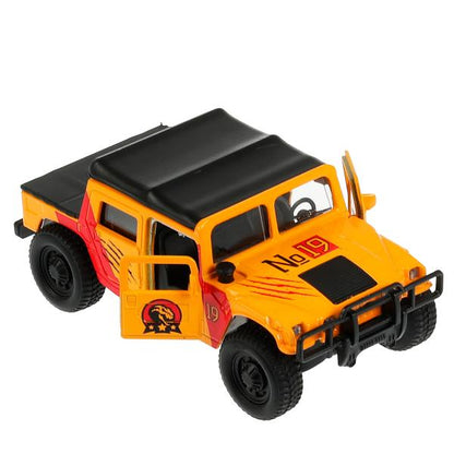 Машина металл HUMMER ПИКАП, 12 см, двери, баг., инер., окрас динозавр, кор. Технопарк в кор.2*24шт