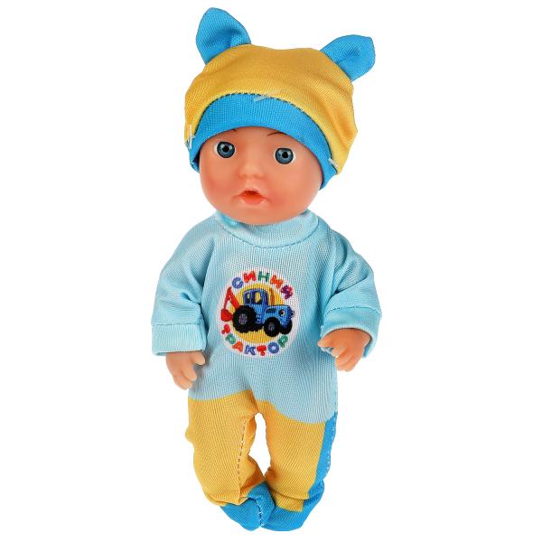Пупс функц Синий ТРАКТОР 15см, пьет, пис, бутылочка, на блистере КАРАПУЗ в кор.72шт