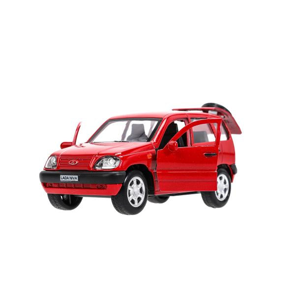 Машина металл LADA NIVA длина 12 см, двери, багажник, инерц, красный, кор. Технопарк в кор.2*36шт