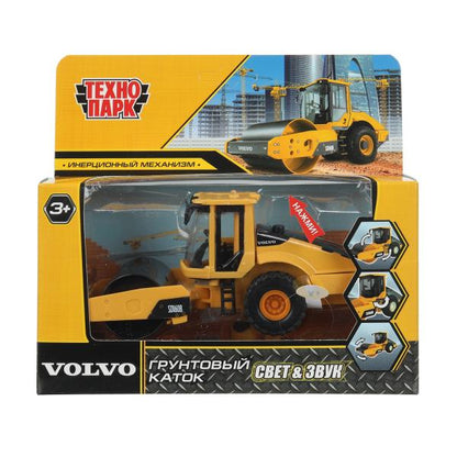 Модель металл свет-звук VOLVO ГРУНТОВЫЙ КАТОК 14 см, двер, подв дет, кор. Parc technologique dans le cor.2*36шт