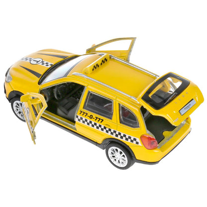 Машина металл свет-звук "lada granta cross 2019 такси"12см,инерц,.желтый,в кор Технопарк в кор2*36шт