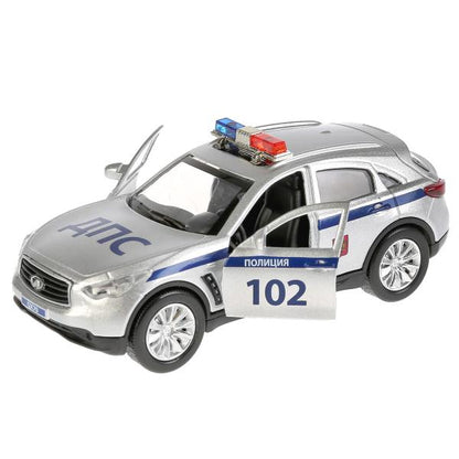 Машина металл свет-звук "INFINITI QX70 ПОЛИЦИЯ" 12см, открыв. двери, инерц., Технопарк в кор.2*36шт