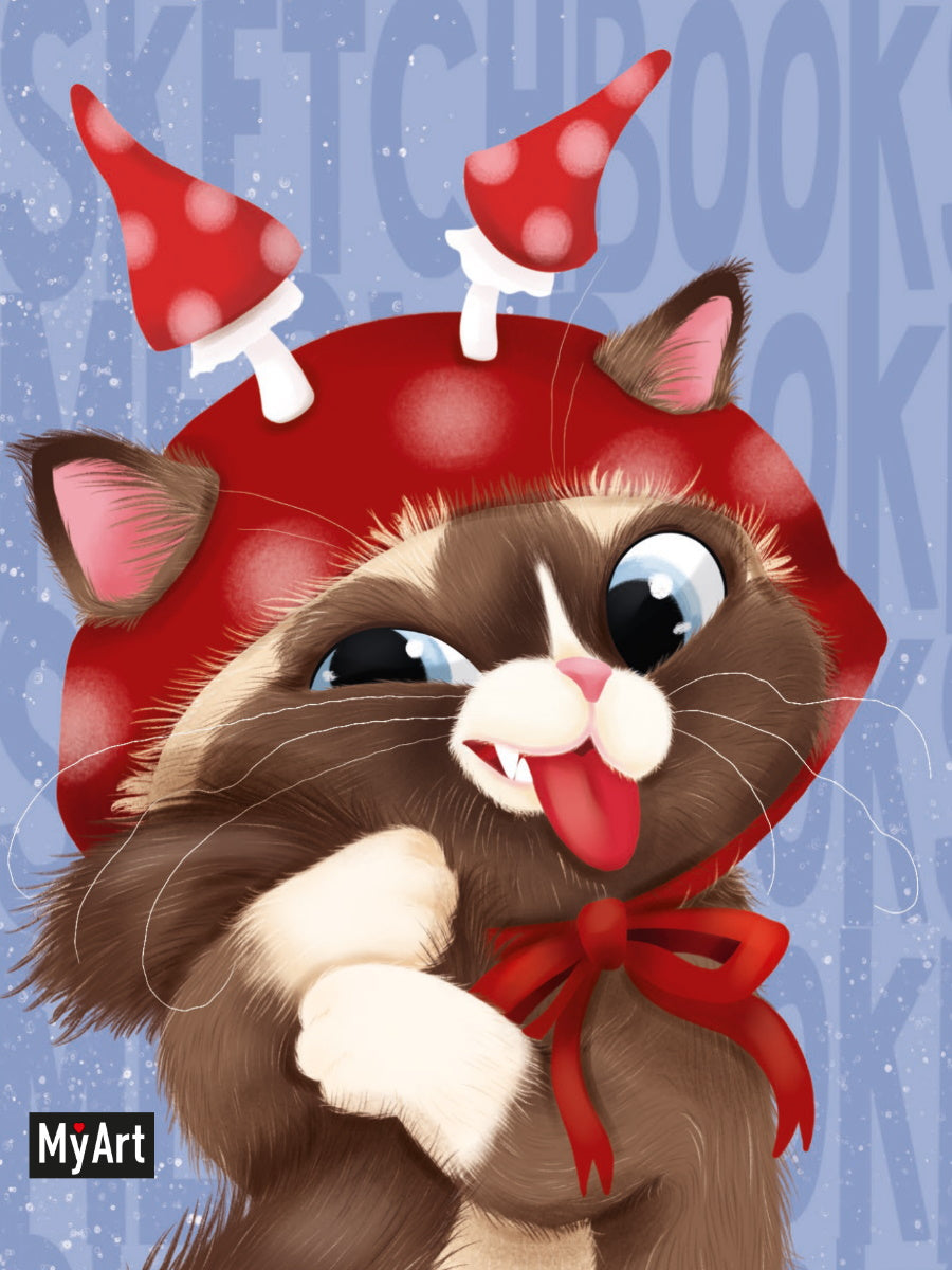 MyArt. MeowBook СКЕТЧБУК. Котик в шапке