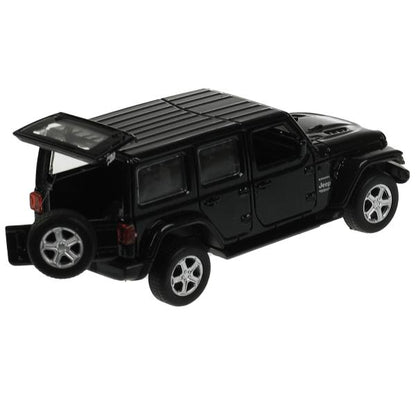 Machine en métal JEEP WRANGLER SAHARA 12 cm, double, bagage, acier, noir, cor. Parc technologique dans le cor.2*36шт