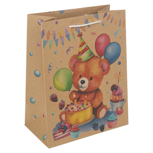 Пакет подарочный крафт м,мишка,140 гр/м2 ЧУДО ПРАЗДНИК в кор.12*12шт