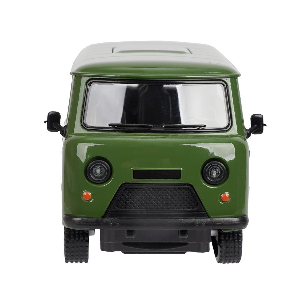 Машина металл свет-звук УАЗ УАЗ 452, 18,5 см, св-зв, дв люк, баг, ин, зеленый Технопарк в кор.2*18шт