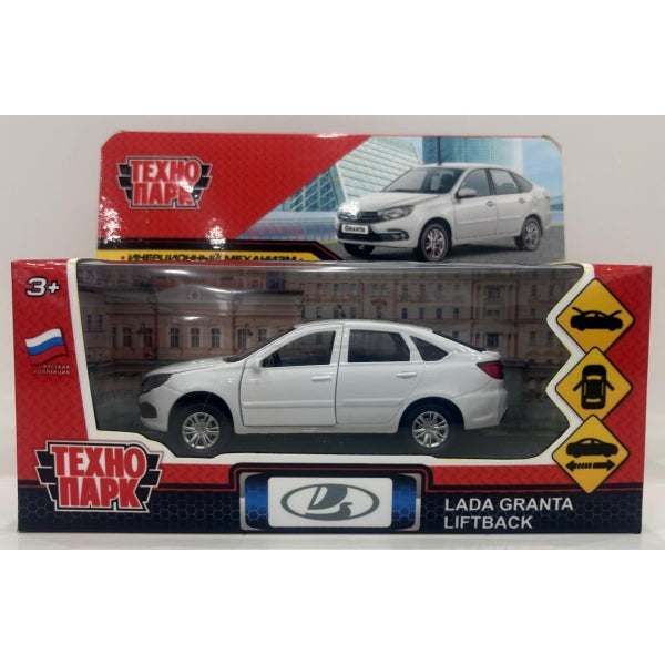 Машина металл LADA granta liftback 12 см, двери, капот, багажник, белый Технопарк