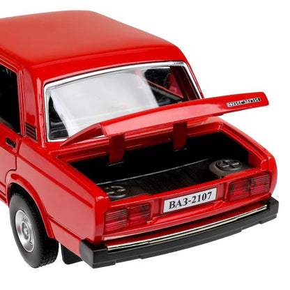 Машина металл свет-звук LADA ваз 2107, дв, кап, баг, св-зв,инер,17,5 см,крас Технопарк в кор.2*18шт
