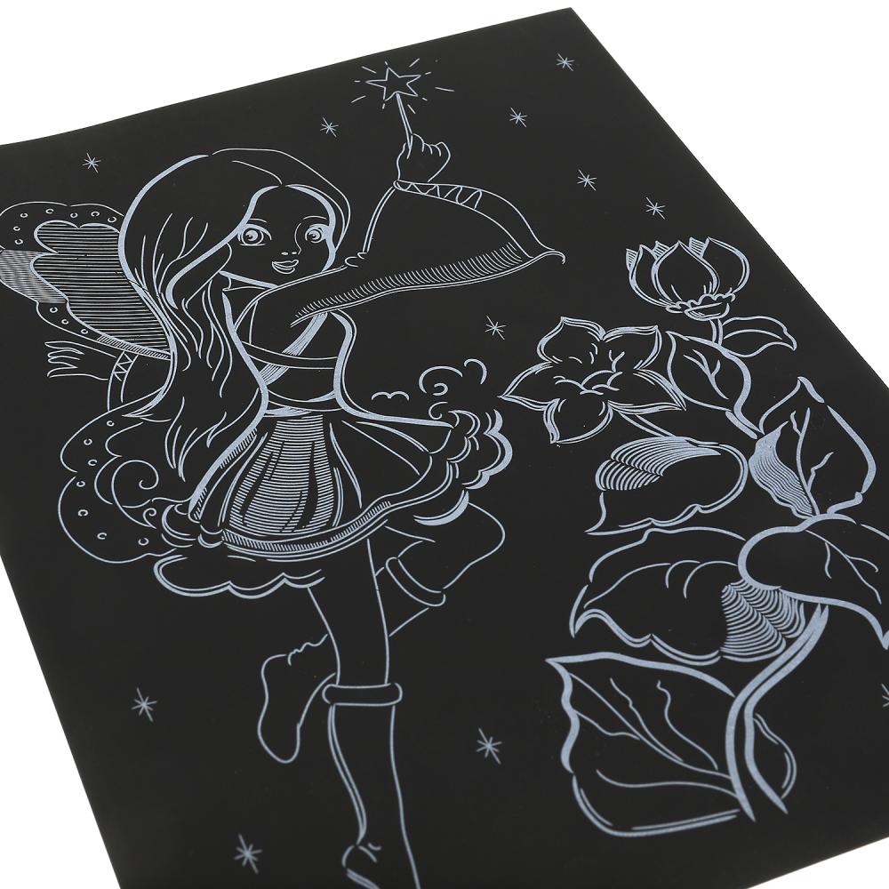 Гравюра 18*24 см фея, серебряная МУЛЬТИ АРТ в кор.120шт