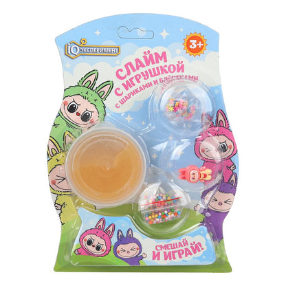 Игрушка слайм с игрушкой, шариками, блестками IQ Эксперимент в кор.2*90шт