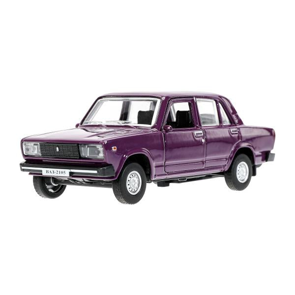 Машина металл LADA ваз-2105 1997 г. 12 см, двери, багажник, инерц.баклажан, кор. Технопарк в кор.2*36шт
