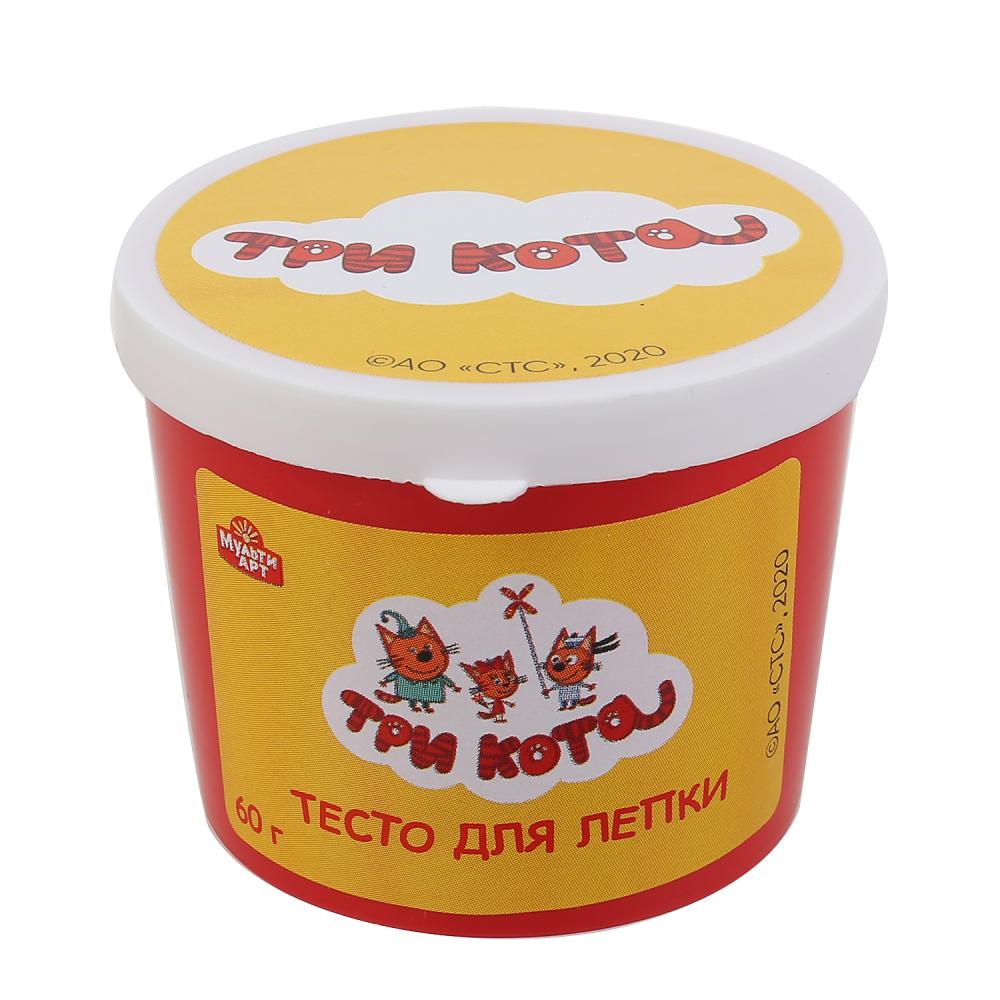 ТМ МУЛЬТИ АРТ Тесто для лепки, 6 цв. по 60 г "Три Кота" в кор.12шт