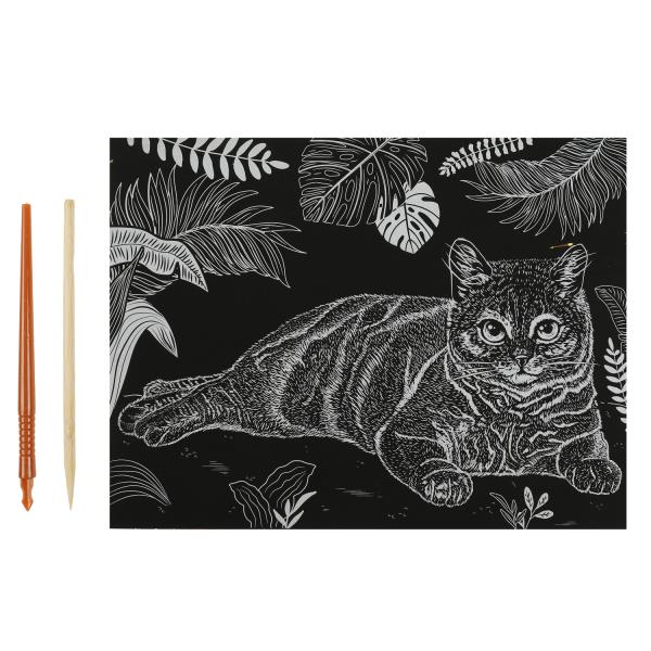 Набор д/дет тв-ва гравюра 18*24 см, британский Кот, золотая МУЛЬТИ АРТ в кор.120шт