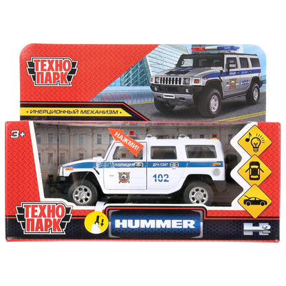 Machine en métal noir HUMMER "hummer h2 policija" 12 cm, inerte., bel dans le cor. Parc technologique dans le cor.2*36шт