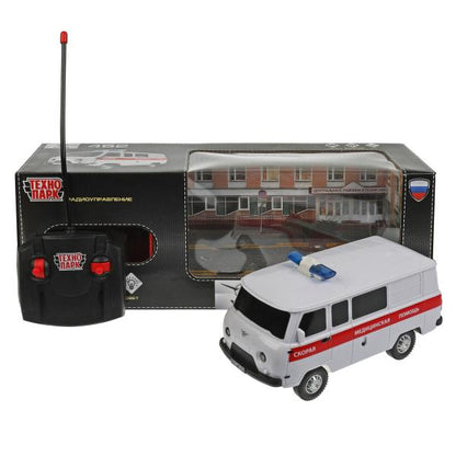 452-18RCL-AMB-WH Машина р/у УАЗ 452 СКОРАЯ ПОМОЩЬ, 18 см, свет, бел, кор. Технопарк в кор.2*24шт