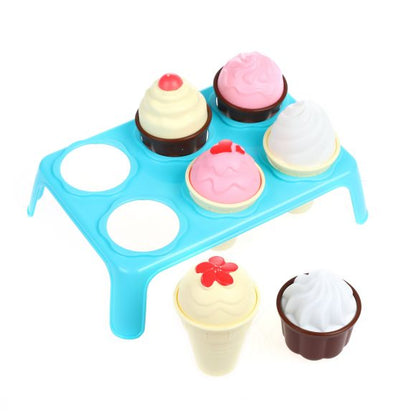 ИГРОВОЙ НАБОР "ЛАКОМКА" (7ПР.) ( МОРОЖЕНОЕ 3ШТ., КЕКС 3ШТ., ПОДСТАВКА) в кор.17шт