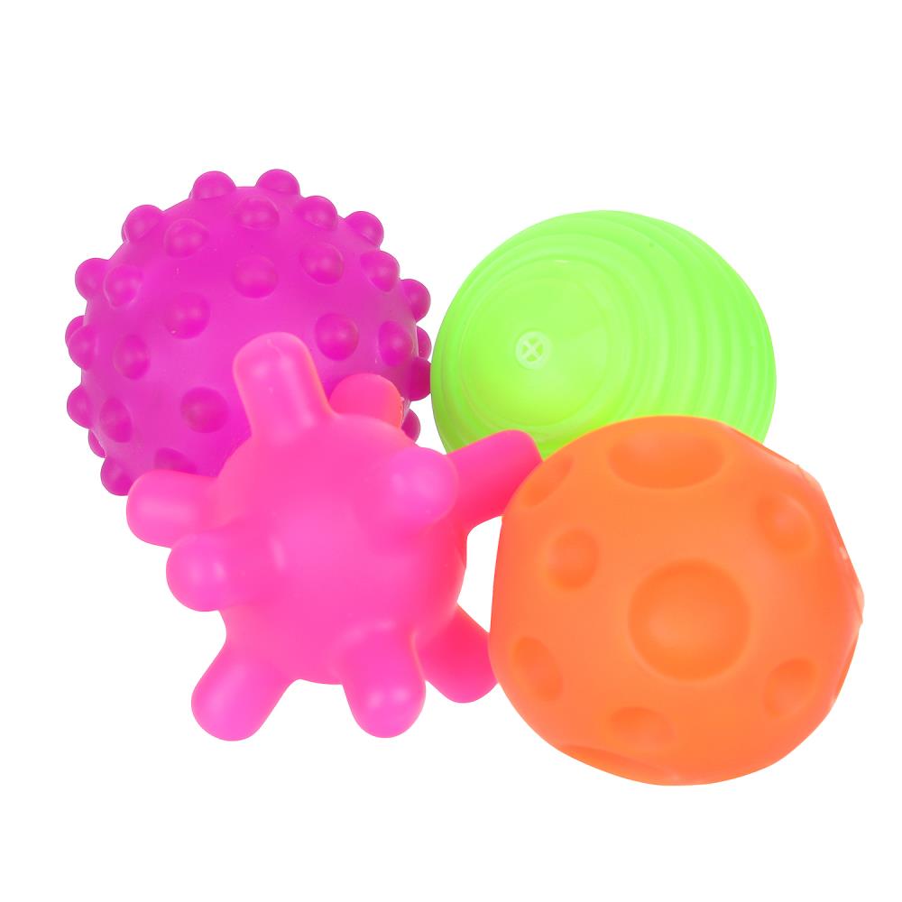 Развивающие мячики для купания Малышарики 4 шт. в кор. КАПИТОШКА в кор.60наб