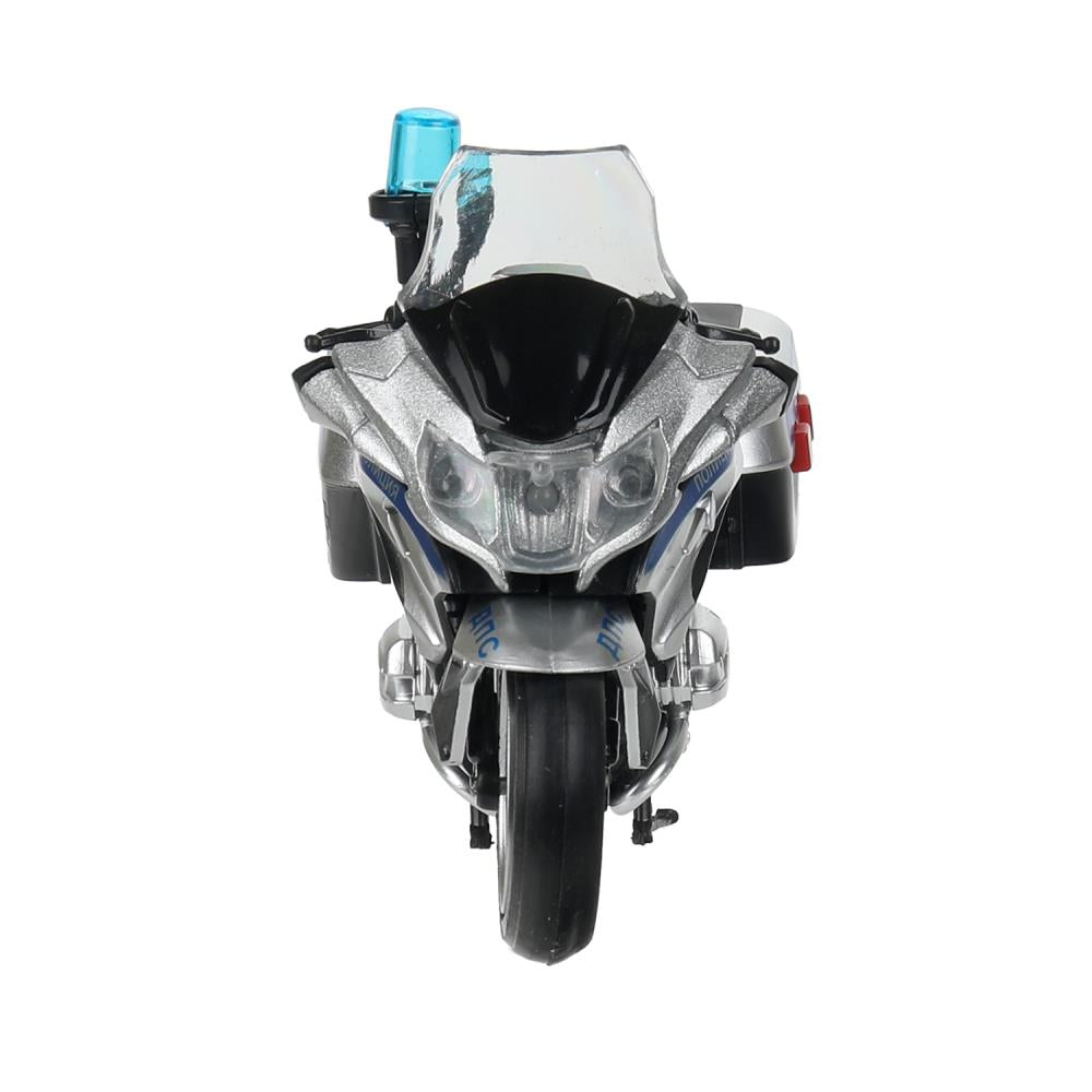 Модель металл свет-звук МОТОЦИКЛ BMW R1200 RT 13 см,живой дет, сереб, кор. Технопарк в кор.2*24шт