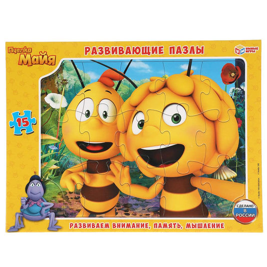 309782 Пчелка Майя. Пазлы в рамке (15 дет.) Умные игры в кор.50шт