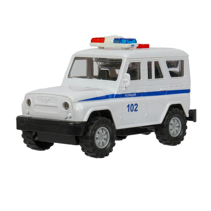 Машина пластик свет-звук ПОЛИЦИЯ 16 см, инерц., кор. Технопарк в кор.2*48шт