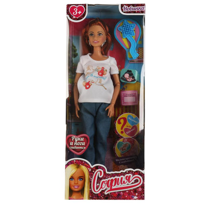 Карапуз. Кукла "София" 29см беременная, 1 младенец, кэжуал, расческа, арт.66001B1-C1-S-BB