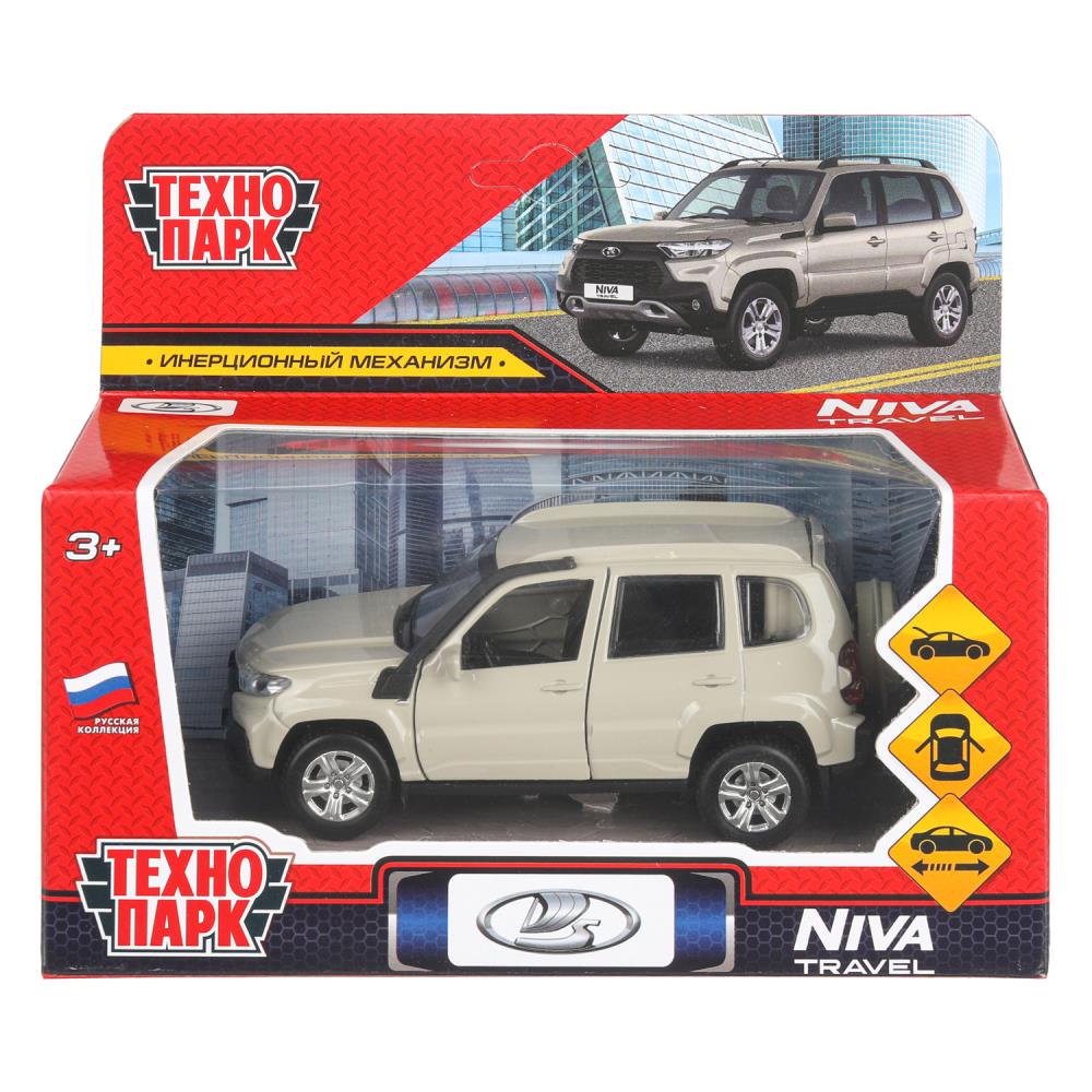 Машина металл LADA NIVA travel 12 см, двери, инерц, бежевый, кор. Технопарк в кор.2*36шт