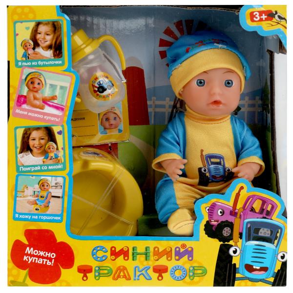 Пупс неозвуч Синий ТРАКТОР 15см, в боди, пьет, пис, 2 акс КАРАПУЗ в кор.84шт