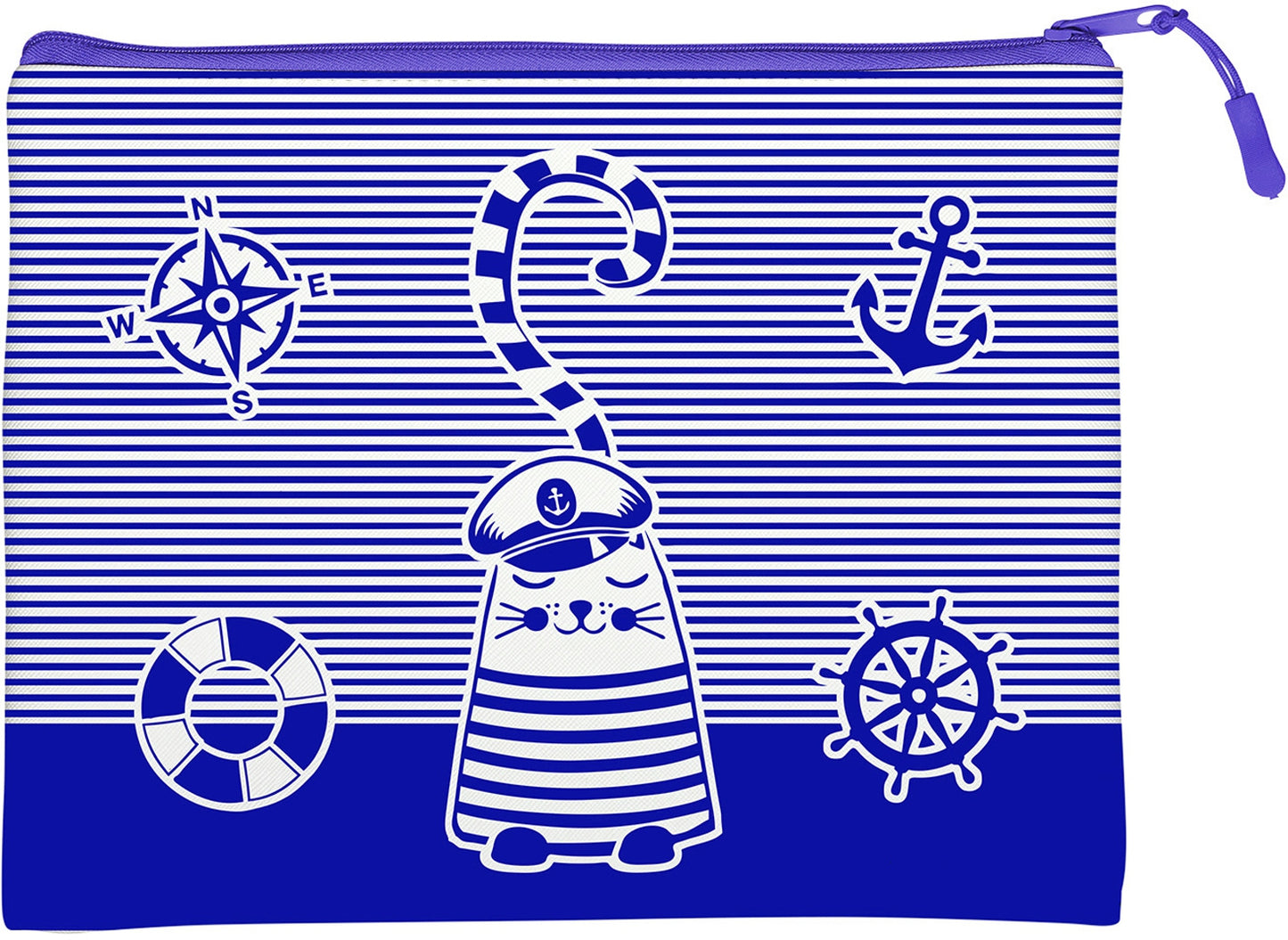 ПАПКА НА МОЛНИИ "КОТ МОРЯЧОК", Ф.А5+. 26 х 20 СМ