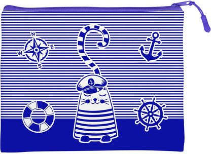 ПАПКА НА МОЛНИИ "КОТ МОРЯЧОК", Ф.А5+. 26 х 20 СМ