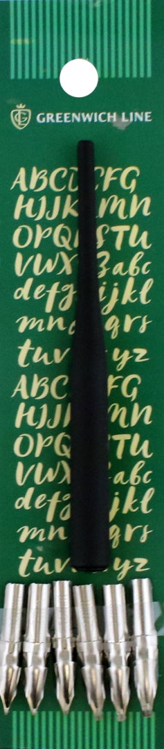 Перья каллиграф, круглые, 6шт. с держ.287297