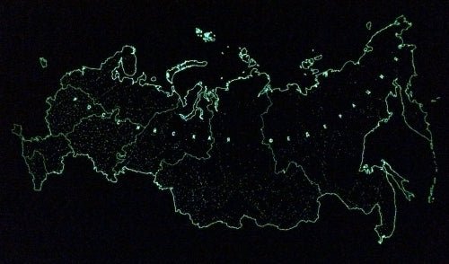 Карта Российской Федерации. СВЕТЯЩАЯСЯ В ТЕМНОТЕ. Сувенирное издание. Не имеет аналогов.